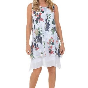 Whispers Floral Open Front  Sleeveless Dress Size M #T6